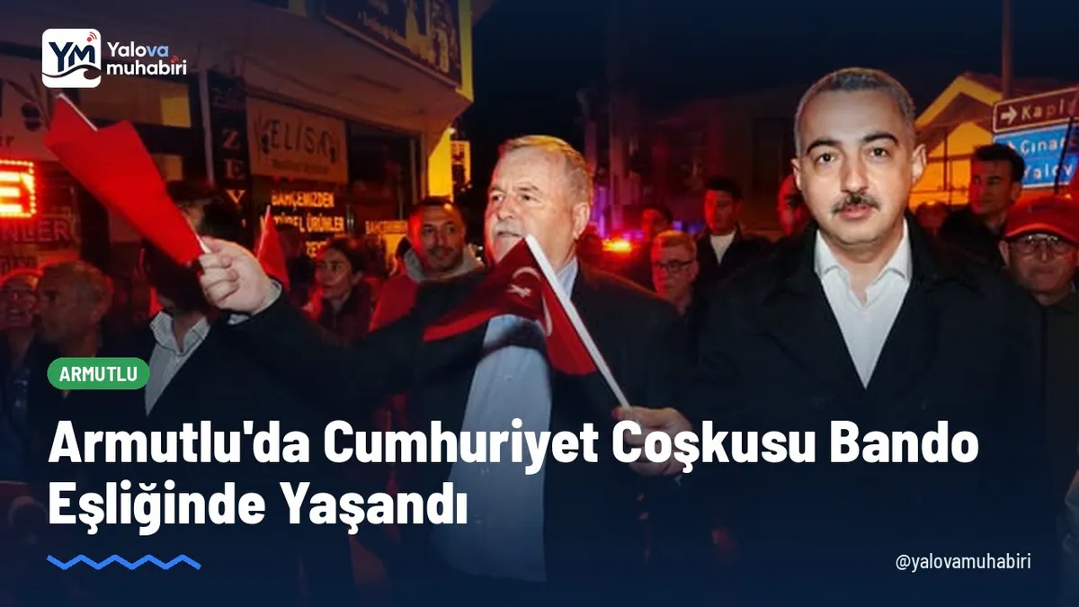 Armutlu'da 29 Ekim kutlamaları kapsamında bir araya gelen ilçe protokolü ve vatandaşlar, Cumhuriyetin 103. yıl dönümünü düzenlenen yürüyüşle kutladı.