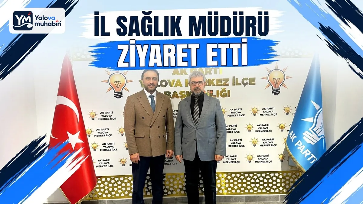 Yalova İl Sağlık Müdürü Halim Ömer Kaşıkcı, AK Parti Merkez İlçe Başkanı Hüseyin Özyılmaz'a ziyarette bulundu; müdürlük nazik ev sahipliği dolayısıyla Özyılmaz'a teşekkür etti.