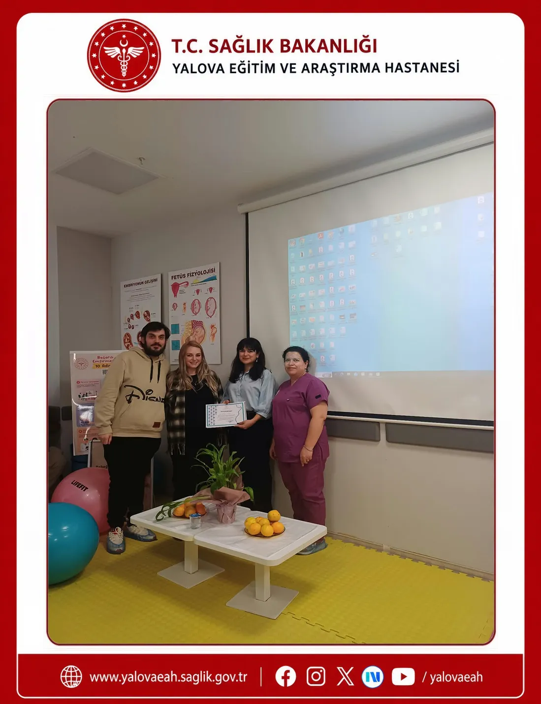 Gebe Okulu'nda açılan birinci grup eşli eğitim programında anne ve baba adaylarına doğum süreci, bebek bakımı ve eş desteği anlatıldı; katılımcı gebelere sertifika verildi. - Fotoğraf 6