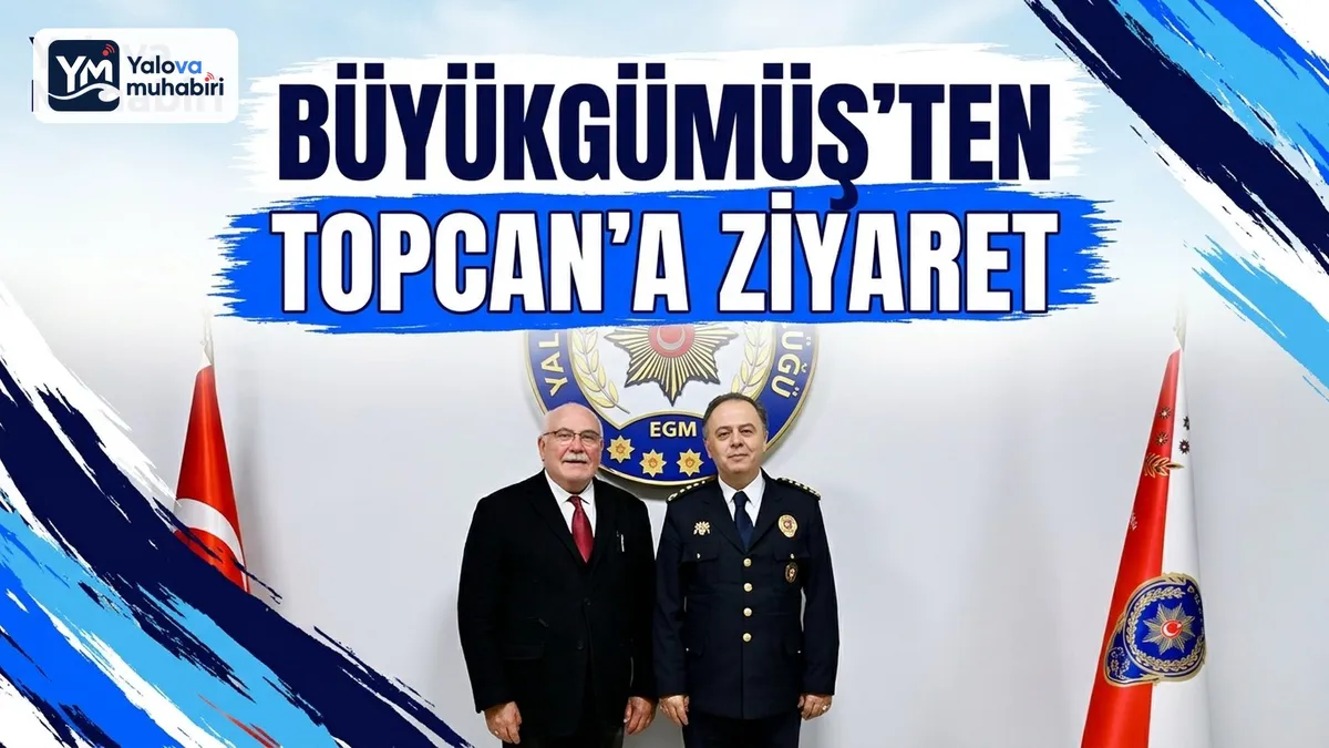 İl Emniyet Müdürü Yusuf Topcan'a hayırlı olsun ziyaretinde bulunan Yalova Dostluk Platformu Başkanı Halil İbrahim Büyükgümüş'e emniyet müdürlüğü teşekkür etti.