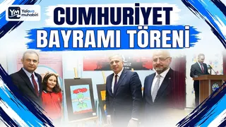 Termal Ortaokulu'nda düzenlenen 29 Ekim Cumhuriyet Bayramı kutlamalarında öğrenciler gösterilerini sergiledi, ilçe protokolünün katılımıyla öğrenci eserlerinden oluşan sergi açıldı. - Küçük görsel 1