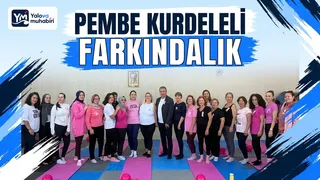 Kaytazdere Kültür Merkezi'ndeki spor salonunda pilates yapan kadınlar, 1-31 Ekim Meme Kanseri Farkındalık ve Bilinçlendirme Ayı kapsamında pembe giyinip pembe kurdele taktı. - Küçük görsel 1