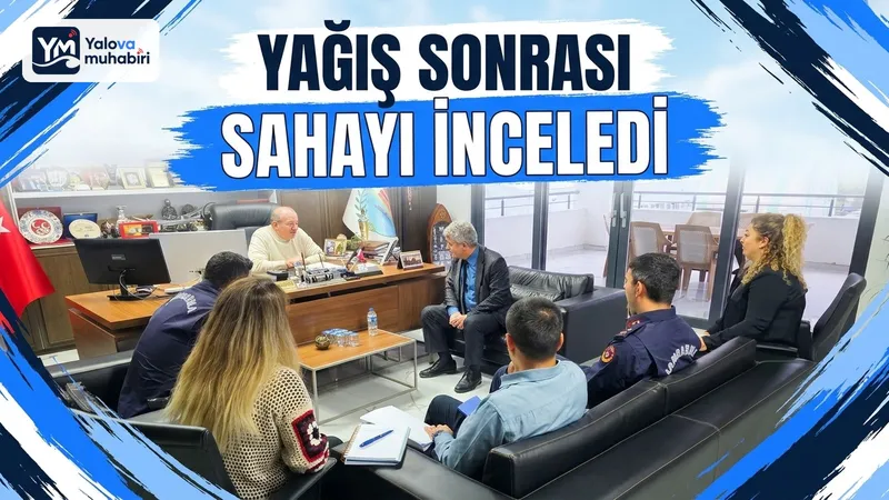 Çınarcık'a bağlı Esenköy'de gece boyunca etkili olan yoğun yağışların ardından Kaymakam Tahsin Aksu ve Belediye Başkanı Mehmet Temel olumsuzluk yaşanan bölgelerde inceleme yaptı.