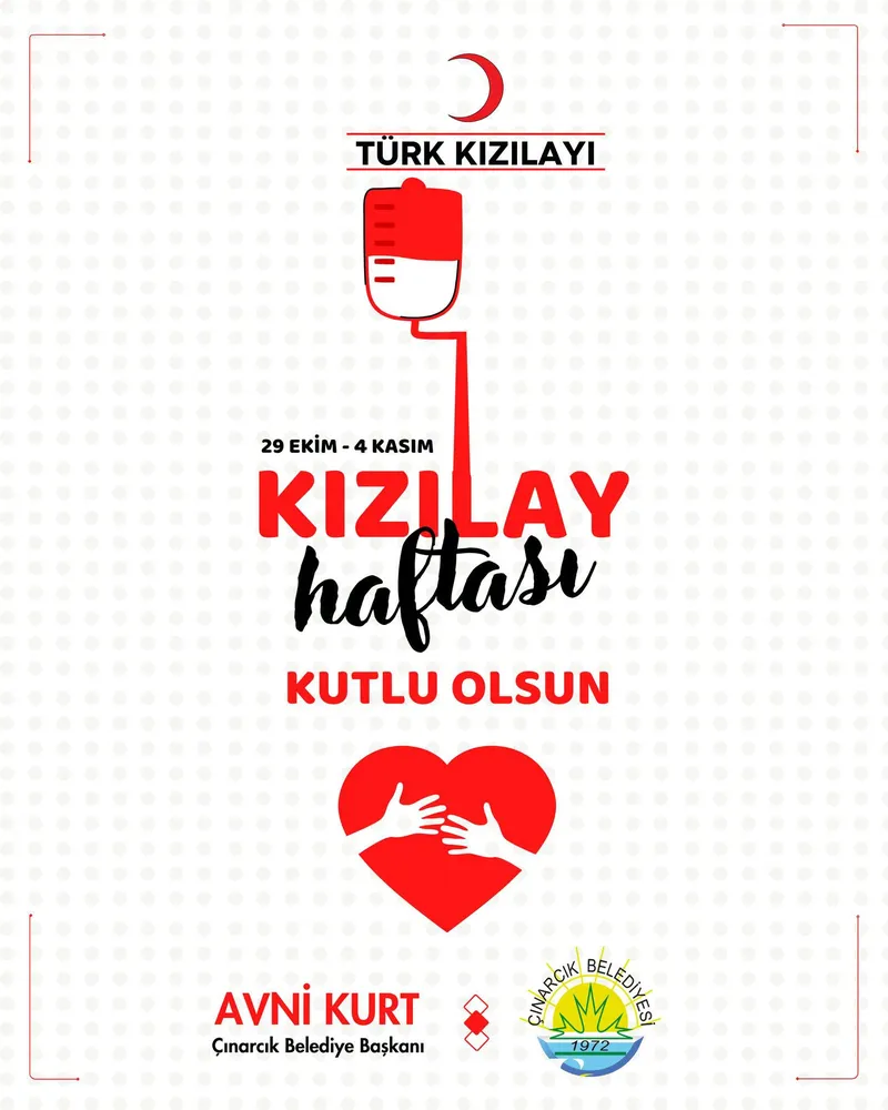 Çınarcık Belediyesi, Kızılay Haftası dolayısıyla yayımladığı mesajda 1 ünite kanın üç kişinin hayatını kurtarabileceğini belirterek vatandaşları kan bağışı yapmaya davet etti. - Fotoğraf 1