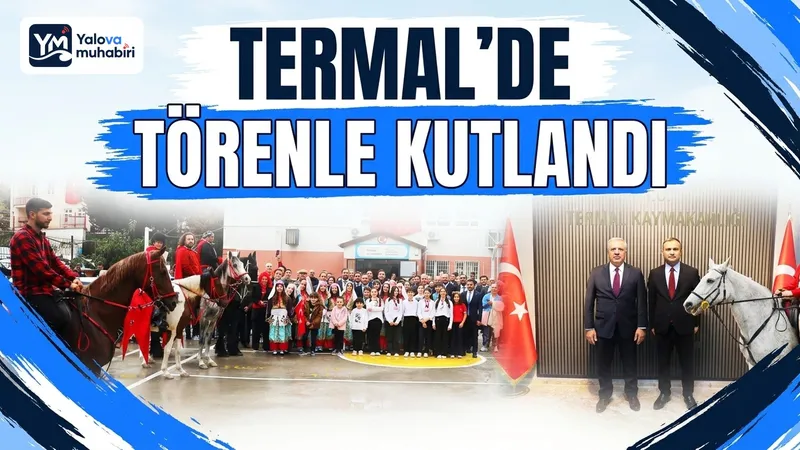 Termal'de 29 Ekim Cumhuriyet Bayramı'nın 103. yılı, kaymakamlık makamında yapılan tebrikat kabulü ve ilçe protokolü ile vatandaşların bir araya geldiği salon programıyla kutlandı.
