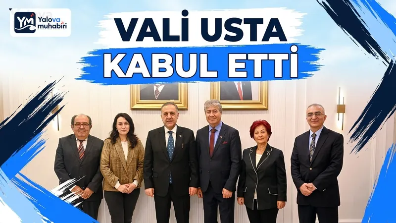 Yalova Valisi Dr. Ahmet Hamdi Usta; Musiki Dernek Başkanı Faruk Ömer Öskan, iş insanı Kamil Alfat ve Eğitim Bir-Sen Şube Başkanı Ahmet Kotcioğlu'nu kabul etti.