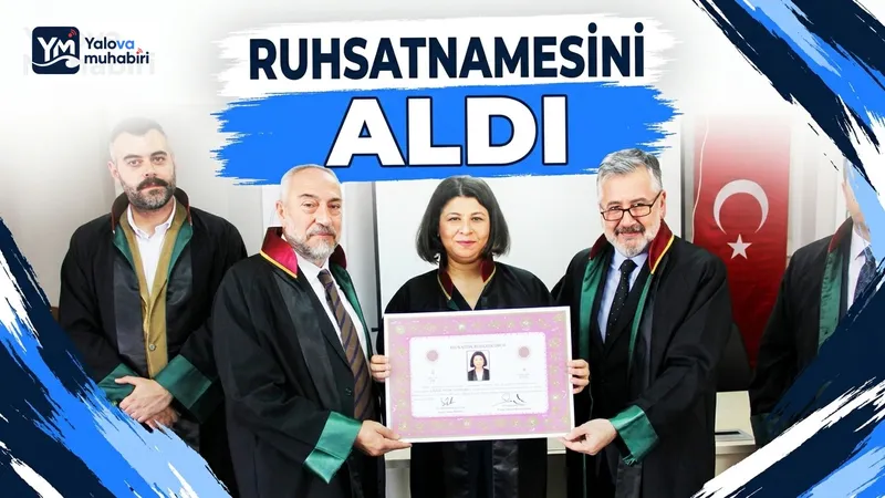 Yalova Barosu stajyerlerinden İlknur Aydın Satılmış, mesleğe kabul sürecinin ardından ruhsatnamesini aldı.