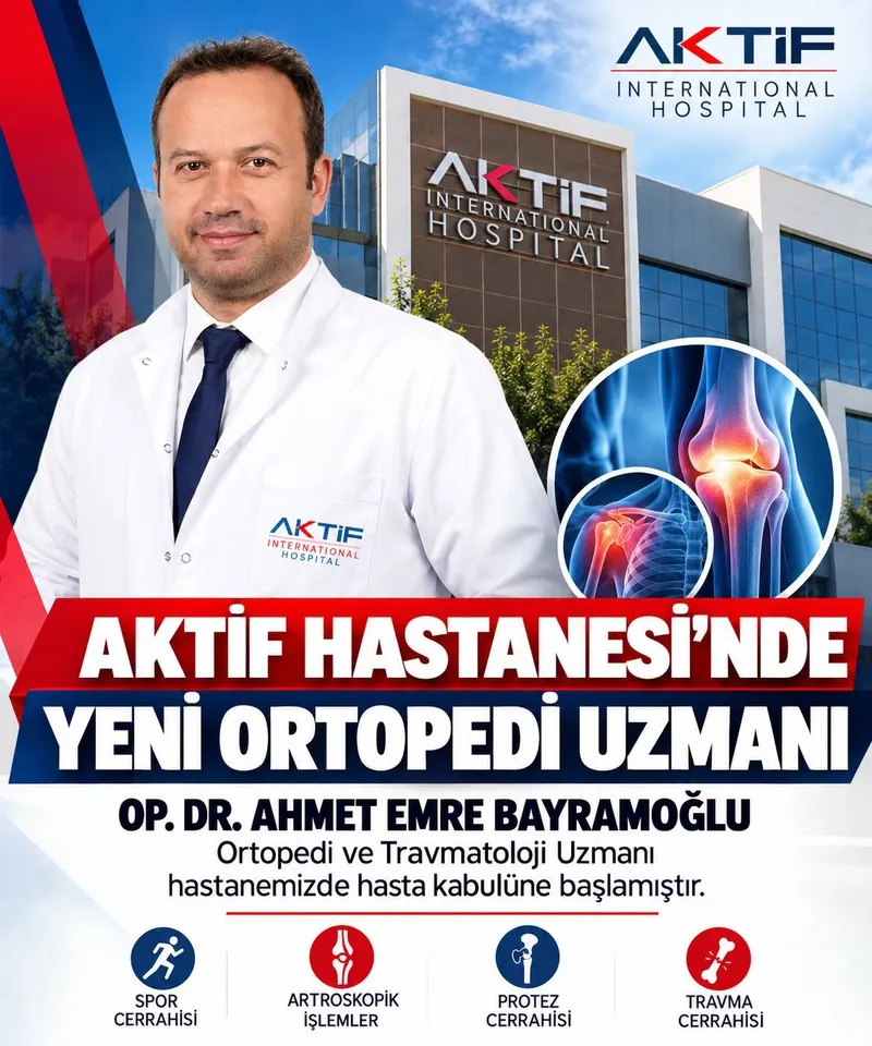 Ortopedi ve Travmatoloji Uzmanı Op. Dr. Ahmet Emre Bayramoğlu, Çiftlikköy'de faaliyet gösteren Özel Aktif International Hastanesi'nin hekim kadrosuna katılarak hasta kabulüne başladı. - Fotoğraf 1