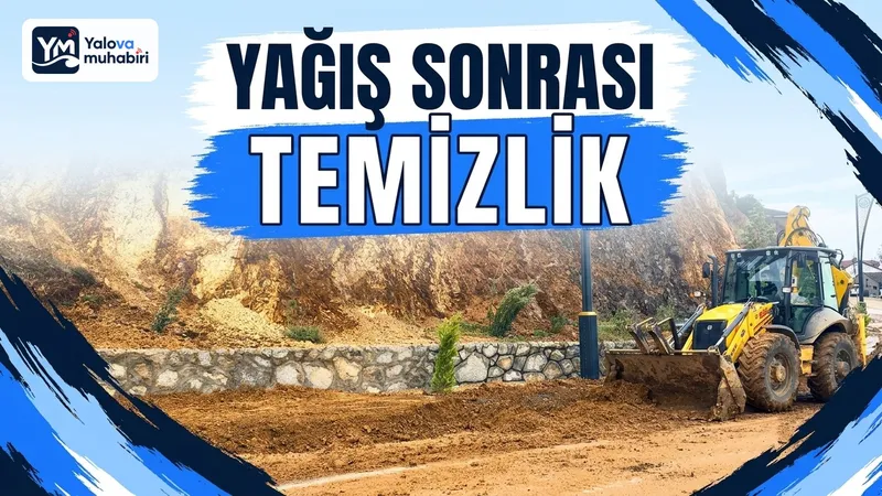 Armutlu Belediyesi Fen İşleri Müdürlüğü ekipleri, yağışlar nedeniyle ilçe girişindeki Kaplıca Caddesi üzerinde toprak taşınmasından kaynaklanan kirliliği gidermek amacıyla temizlik çalışması yürütüyor.